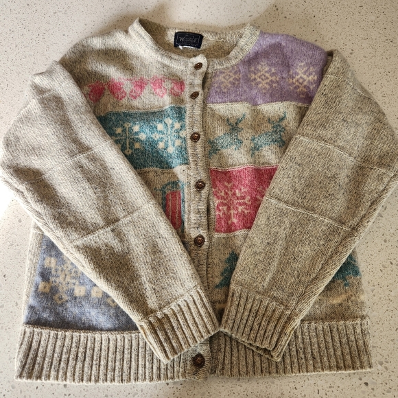 Vintage woolrich Christmas oversized grandma cardigan large - Picture 2 of 13